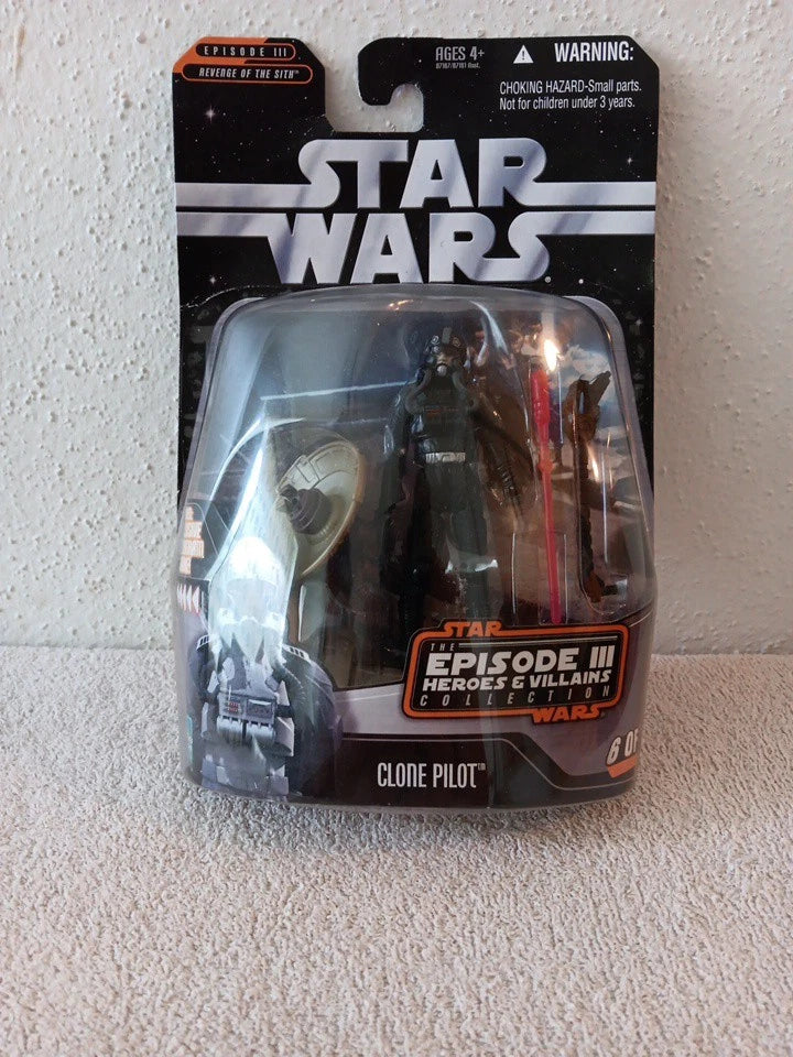 Star Wars Episode 3 Heroes & Villians Clone Pilot 3.75" Figure 2006 Hasbro Black