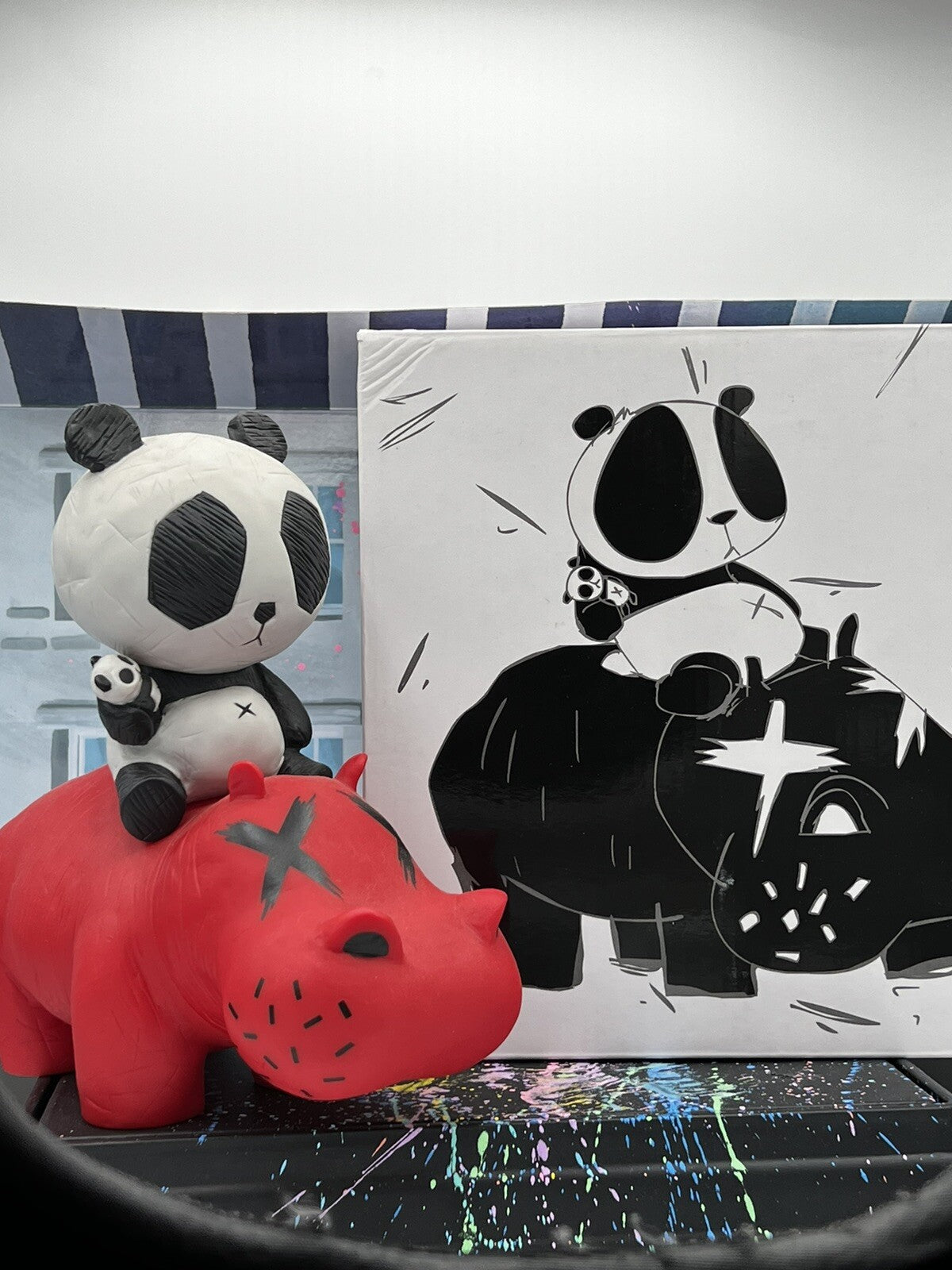 Cacooca PRAH Panda Riding A Hippo Collectible (Red) Designer Vinyl Toy