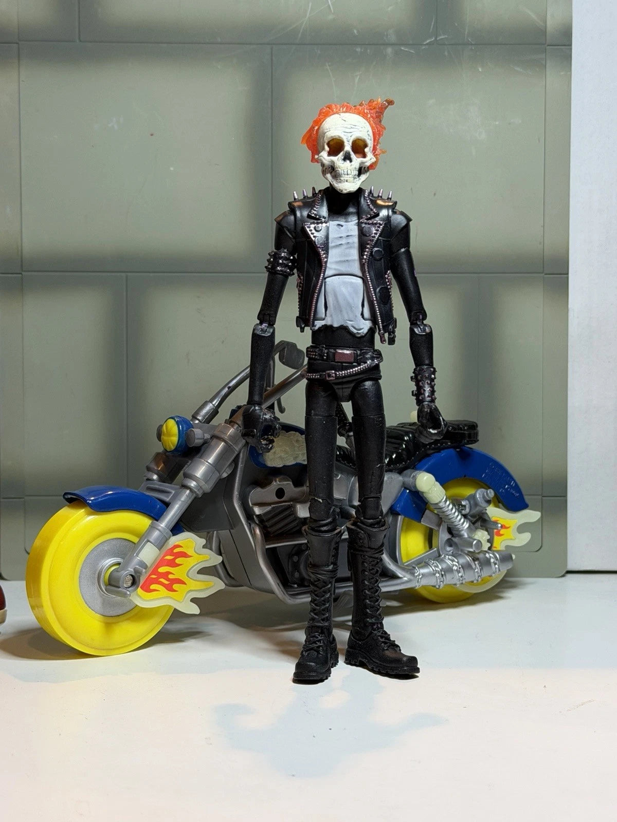 Custom Animated Style Ghost Rider Marvel Legends Motorcycle Mezco Head