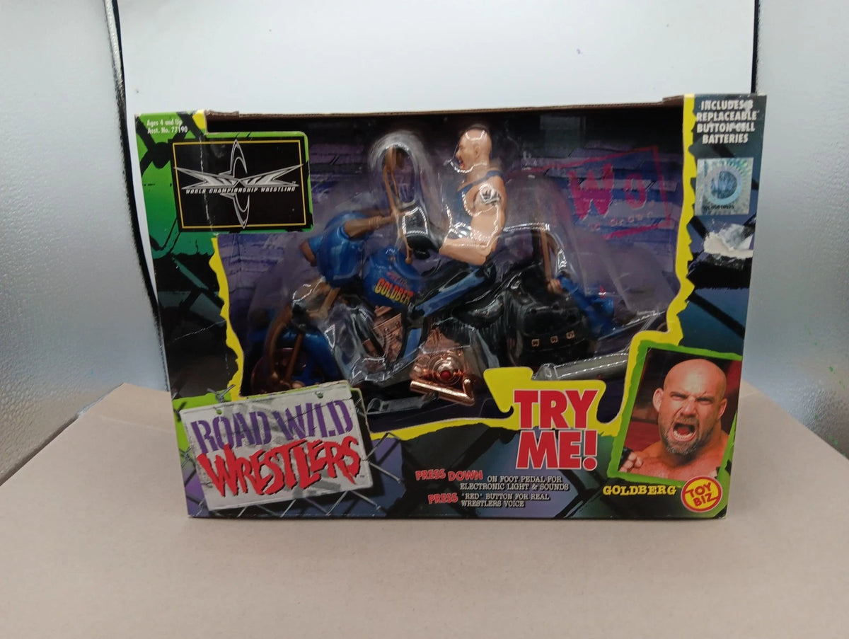 WCW Road Wild Wrestlers BILL GOLDBERG Freewheelin’ Elec Light & Sound Action