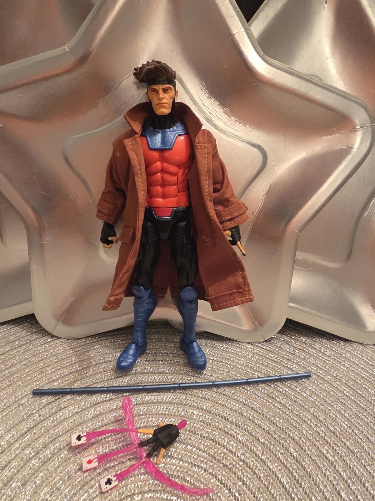 Marvel Legends Retro Card X-Men '97 Gambit Custom Kitbash W/ Soft Goods Coat