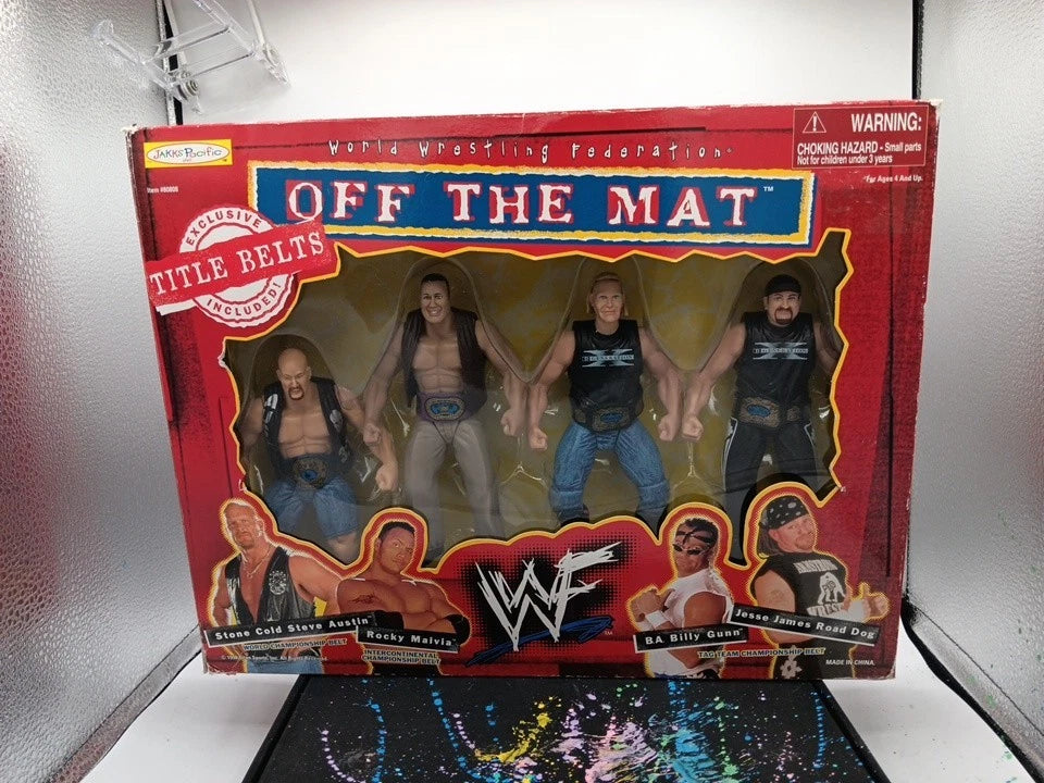 JAKKS Pacific WWF Off the Mat Boxed Action Figure Set w/ Championship Belt