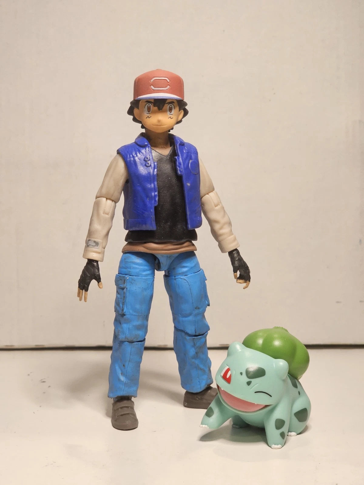 Custom Ash Ketchum w/ Bulbasaur Pokémon Articulated Action Figure