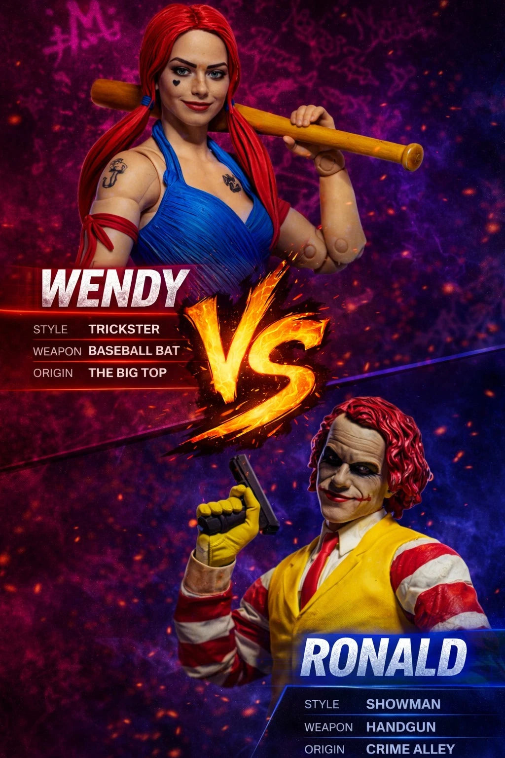 Custom Wendy Quinn Harley McFarlane DC Multiverse Theatrical Fast Food Icons