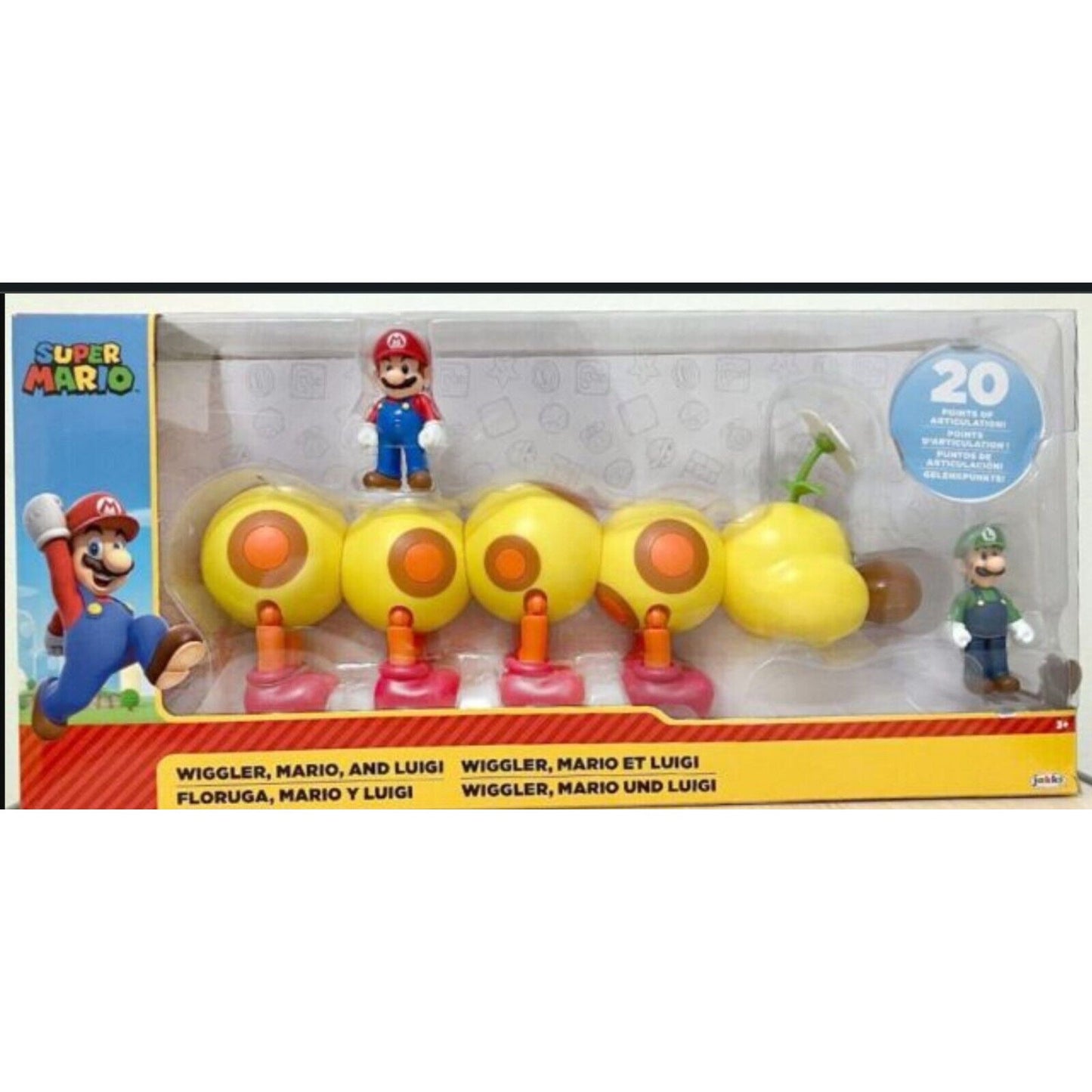 Nintendo "Super Mario" Wiggler Mario Luigi Figure 3-pack, 2.5" series Jakks New