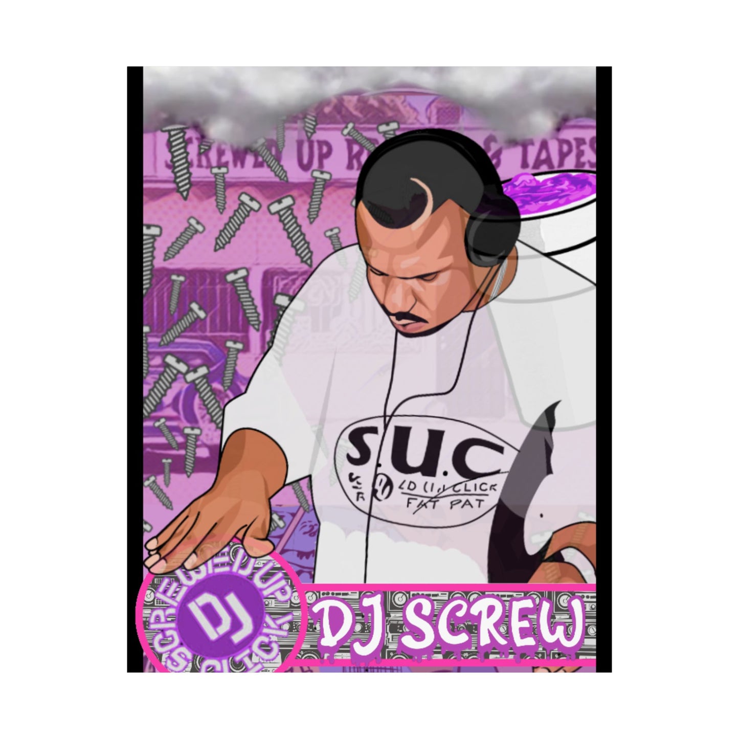 DJ Screw Tribute Poster — Matte Vertical Music Art Print