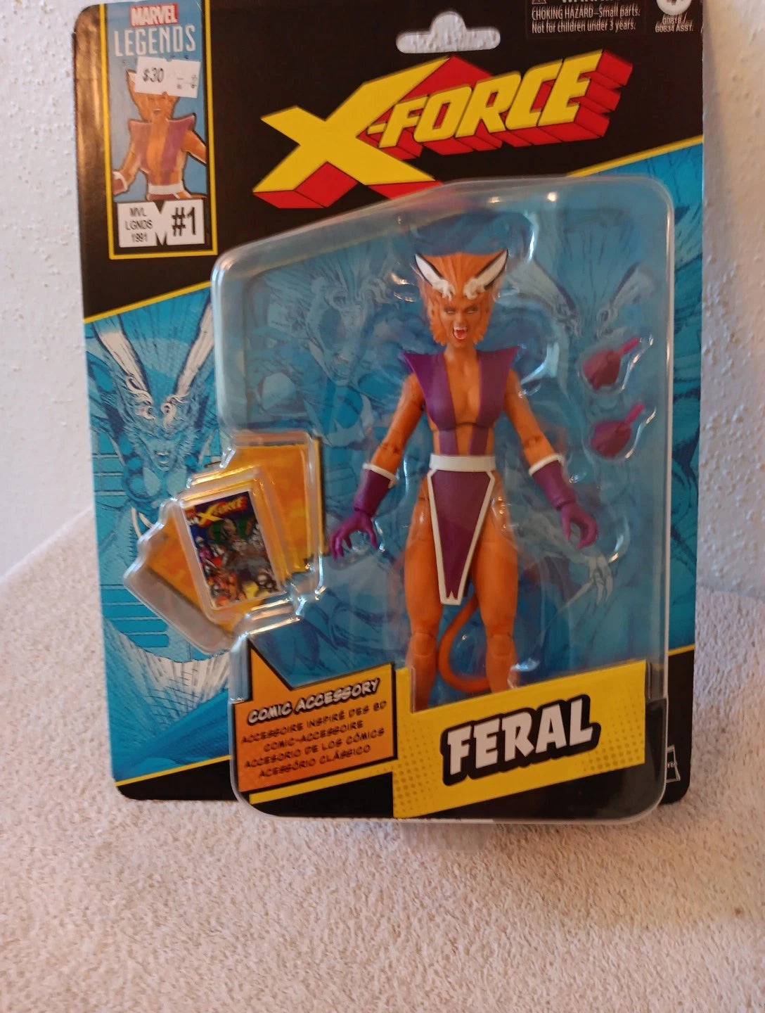 Hasbro Marvel Legends Series X-Force Feral 1991 Action Figure w/Comic Accessory