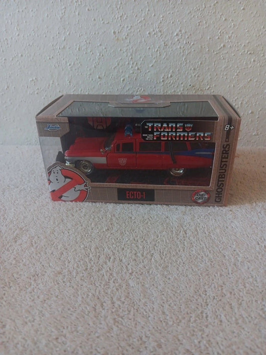 🔥Transformers Ecto-1 x Optimus Prime Crossover-Jada 1:24 Diecast