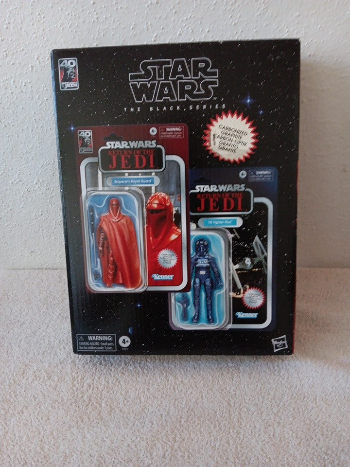 STAR WARS BLACK SERIES CARBONIZED EMPEROR'S ROYAL GUARD & TIE FIGHTER PILOT 2 PK