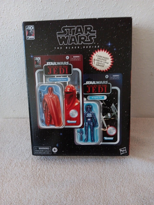 STAR WARS BLACK SERIES CARBONIZED EMPEROR'S ROYAL GUARD & TIE FIGHTER PILOT 2 PK