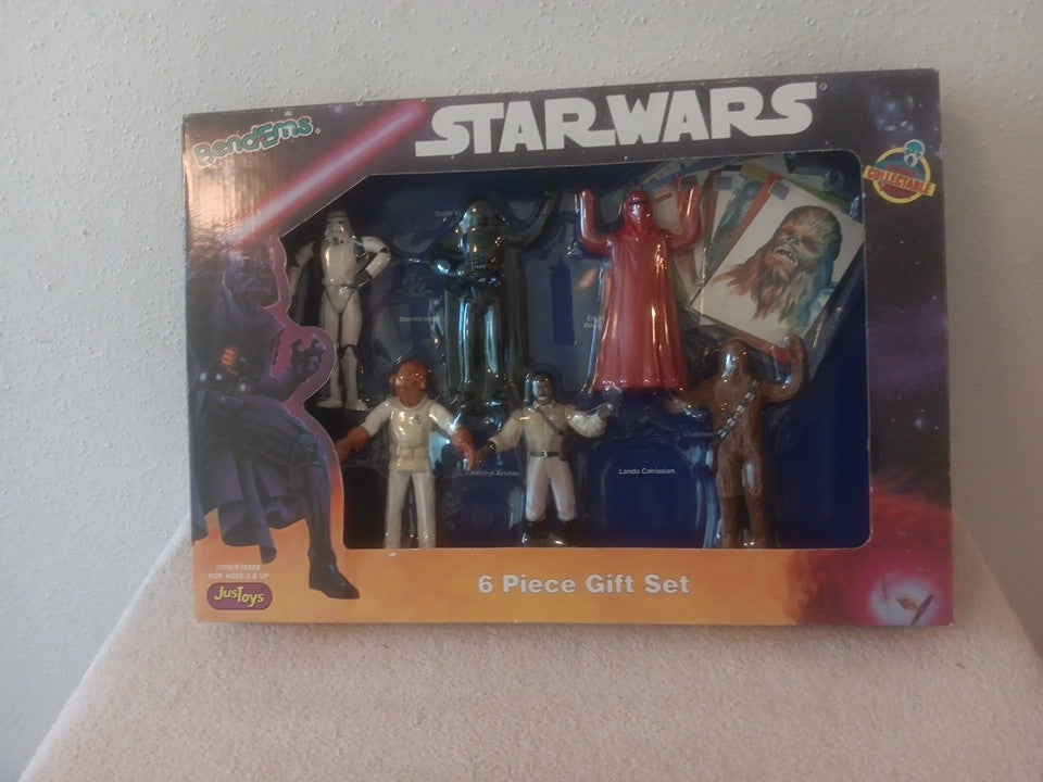 Vintage Star Wars Bend-Ems 6 Piece Set Cards Chewbacca Ackbar Vader Lando