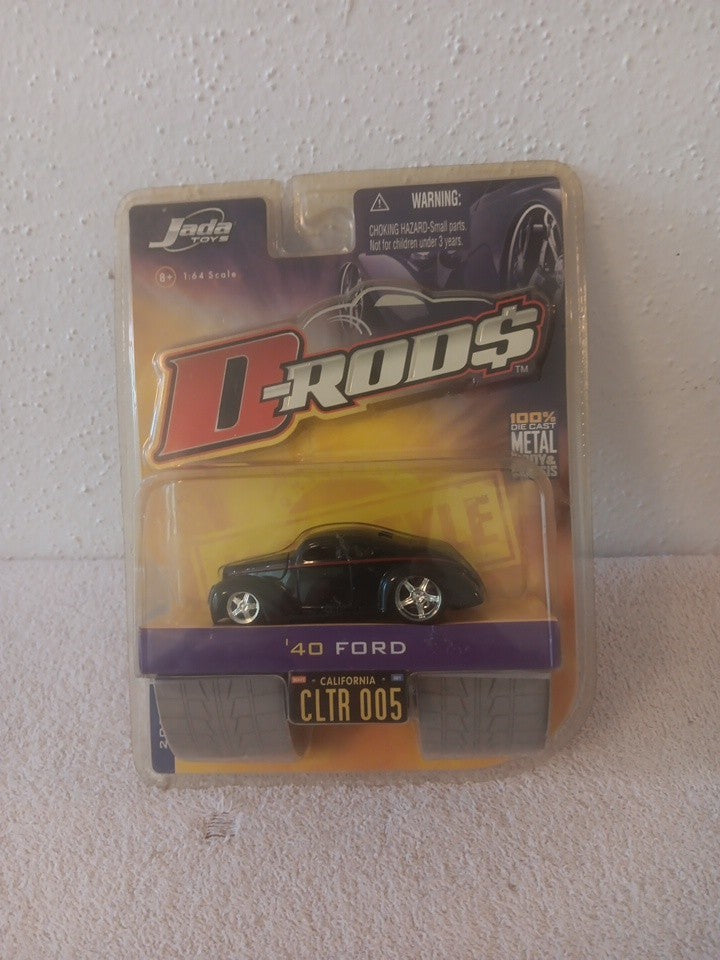 Jada D-Rods 1940 Ford Black with Red Stripe 1/64 Scale 