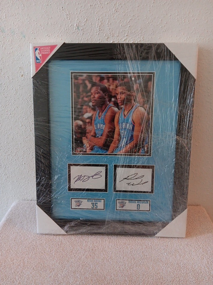 Kevin Durant Russell Westbrook Facsimile Signed Cut & Photo Framed Autograph