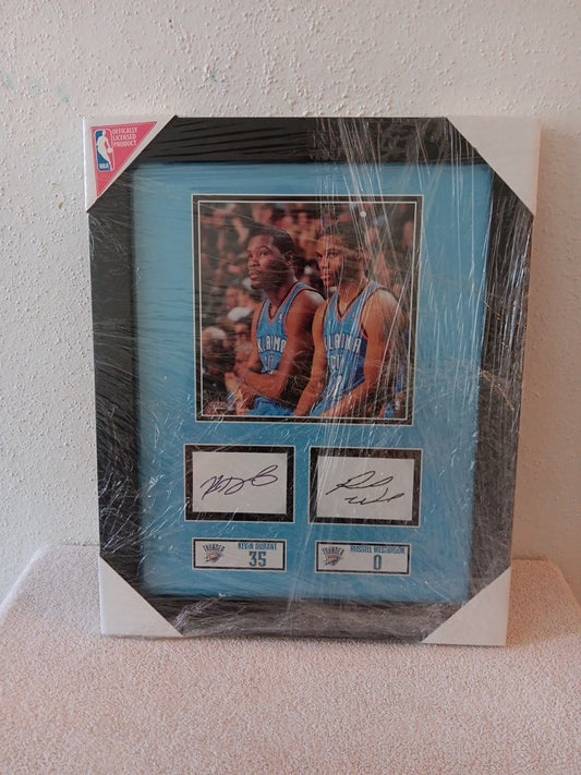 Kevin Durant Russell Westbrook Facsimile Signed Cut & Photo Framed Autograph