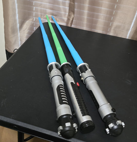 Lot Of 3 Star Wars Lightsaber Hasbro 2014 Green (1) And Blue (2) Used