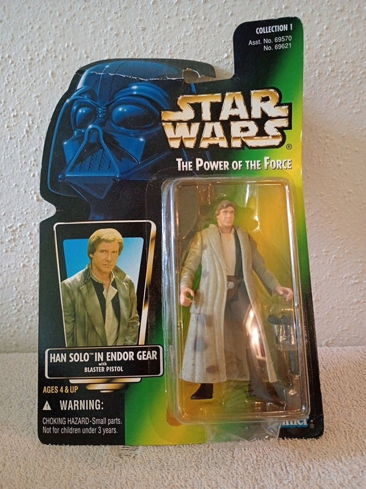 1996 Kenner Star Wars The Power of the Force Han Solo in Endor Gear Box Damage 