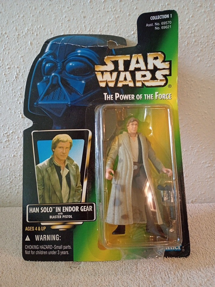 1996 Kenner Star Wars The Power of the Force Han Solo in Endor Gear Box Damage 