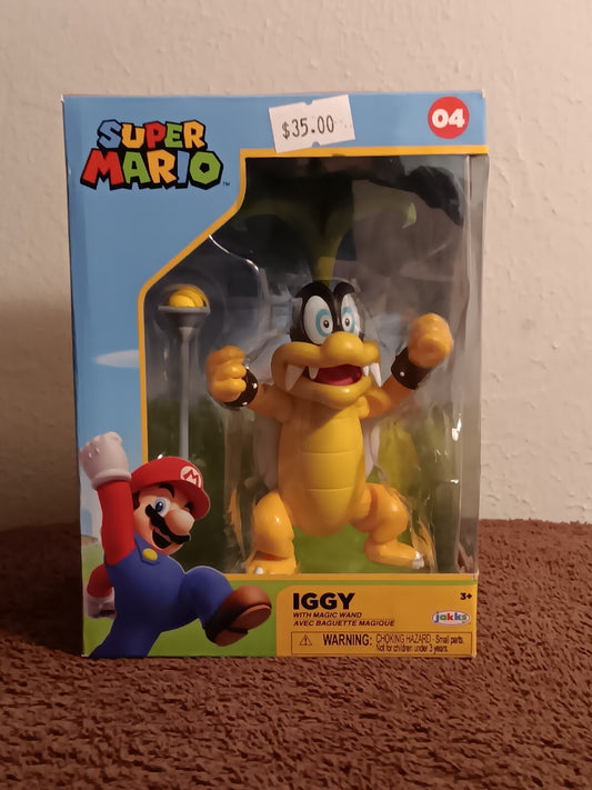 JAKKS PACIFIC SUPER MARIO BROTHERS 4" FIGURE - IGGY KOOPA WITH MAGIC WAND #04!!!