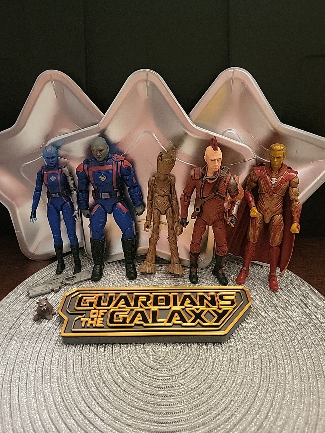 Marvel Legends Guardians Of The Galaxy Vol 3 Lot Of 5 Plus 3d Printed Sign