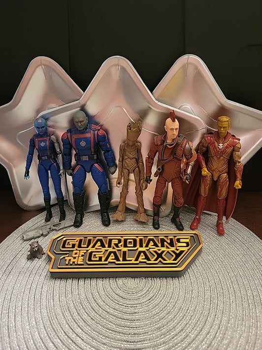 Marvel Legends Guardians Of The Galaxy Vol 3 Lot Of 5 Plus 3d Printed Sign