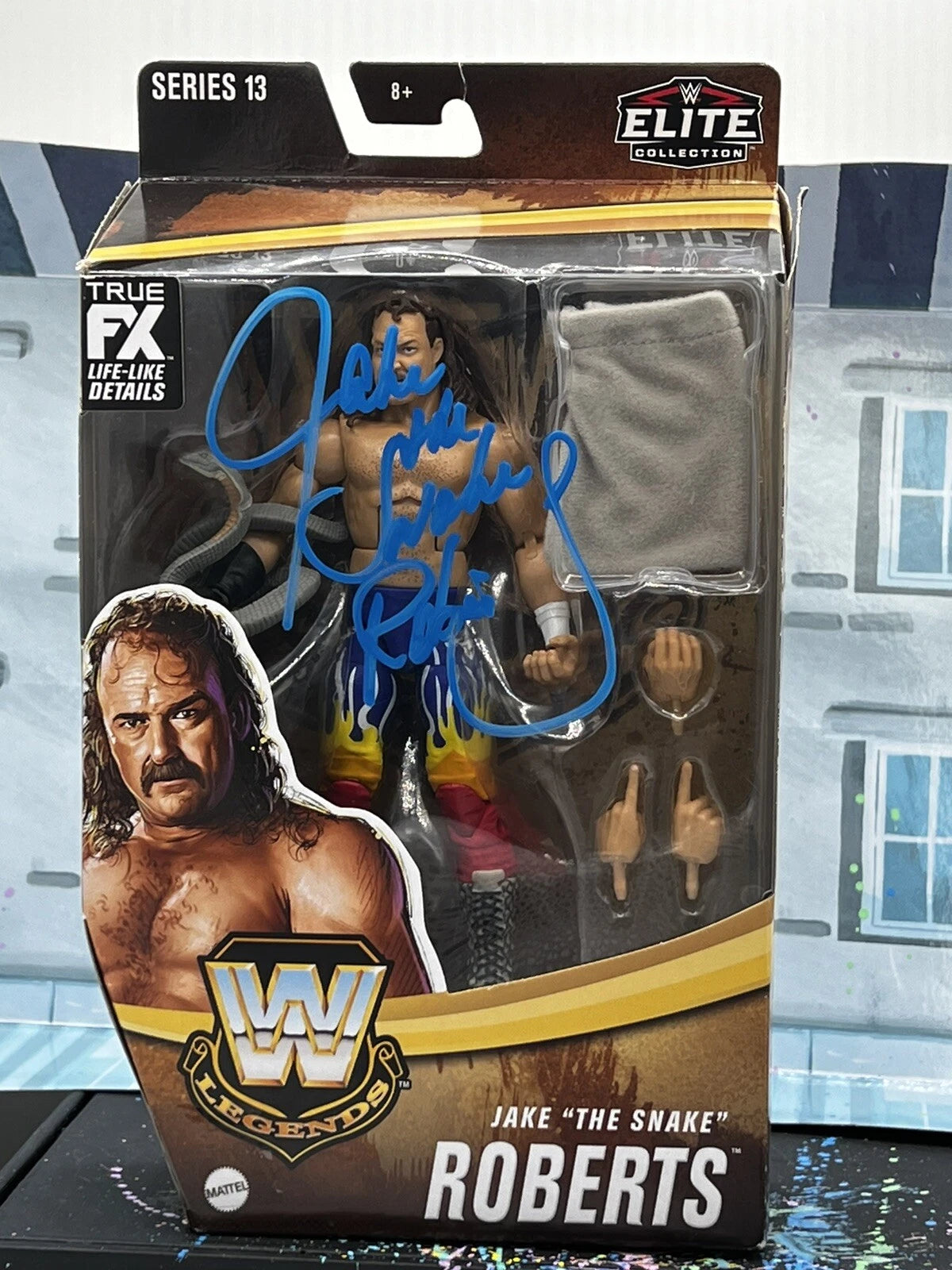 JAKE THE SNAKE ROBERTS signed ELITE figure, wwe, wcw, aew, ecw Legends Series 13