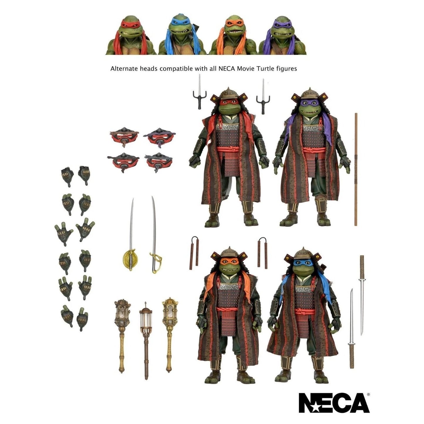 SDCC 2023 NECA EXCLUSIVE TMNT 3 SAMURAI 4 PACK IN HAND!