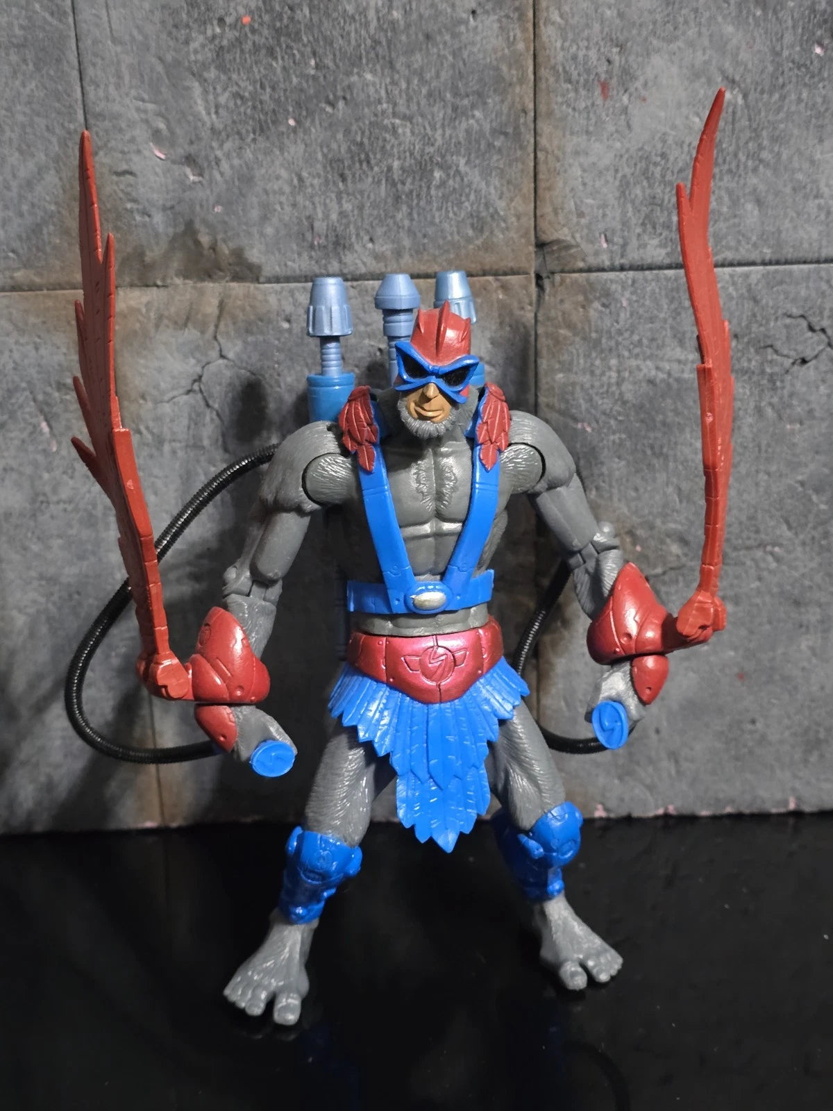 Masters of the Universe 200x, MOTU, Stratos, complete, He-Man figure 100%