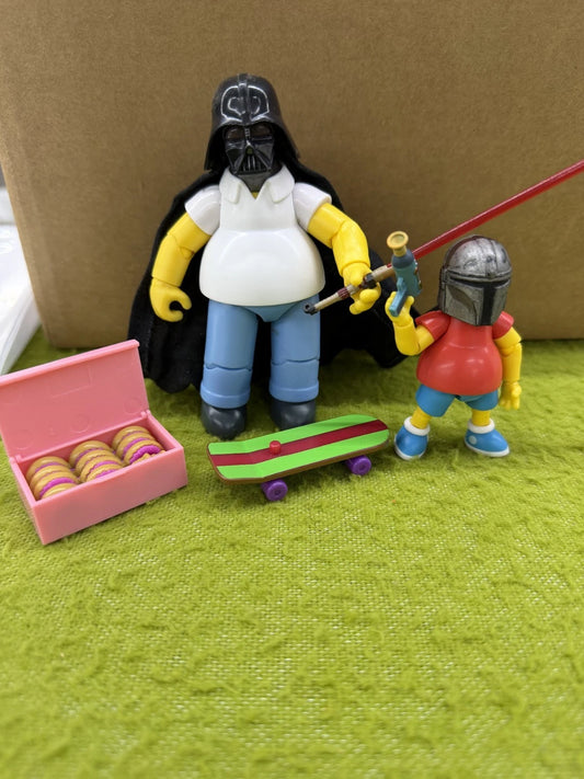 Custom Homer Darth Vader & Mandalorian Bart Jakks Simpsons x Star Wars Black
