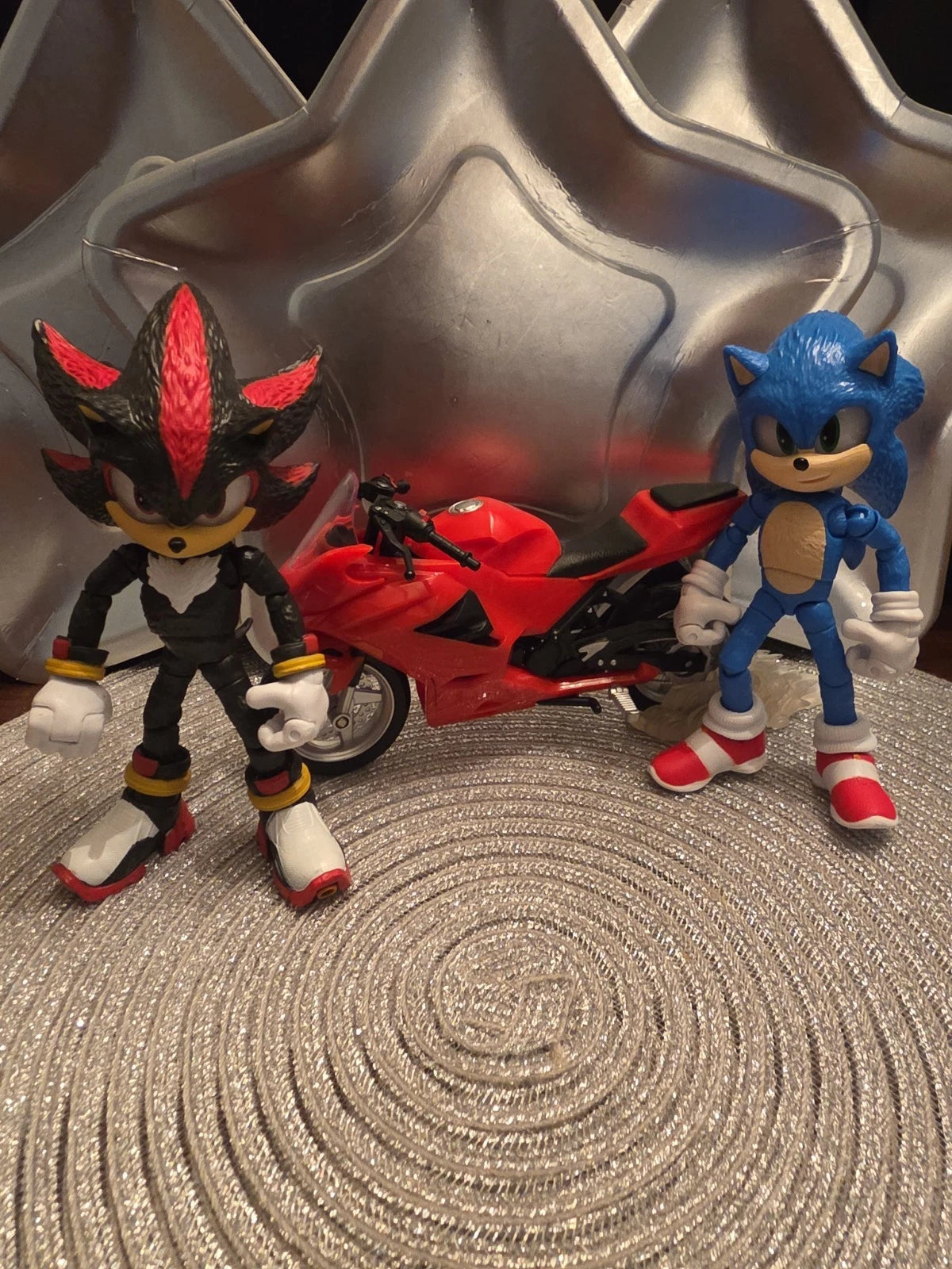 Sonic 3 Movie Sonic & Shadow & Motorcycle JAKKS Lot