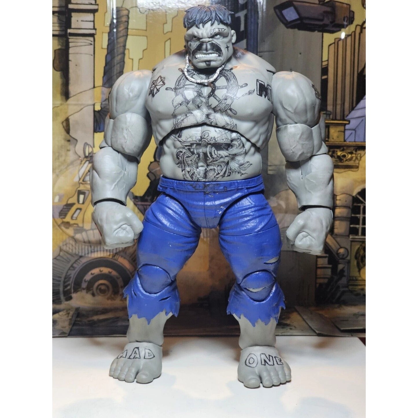 Custom Tattoed Hulk Marvel Legends Hasbro 80th Retro Classics Deluxe Baf