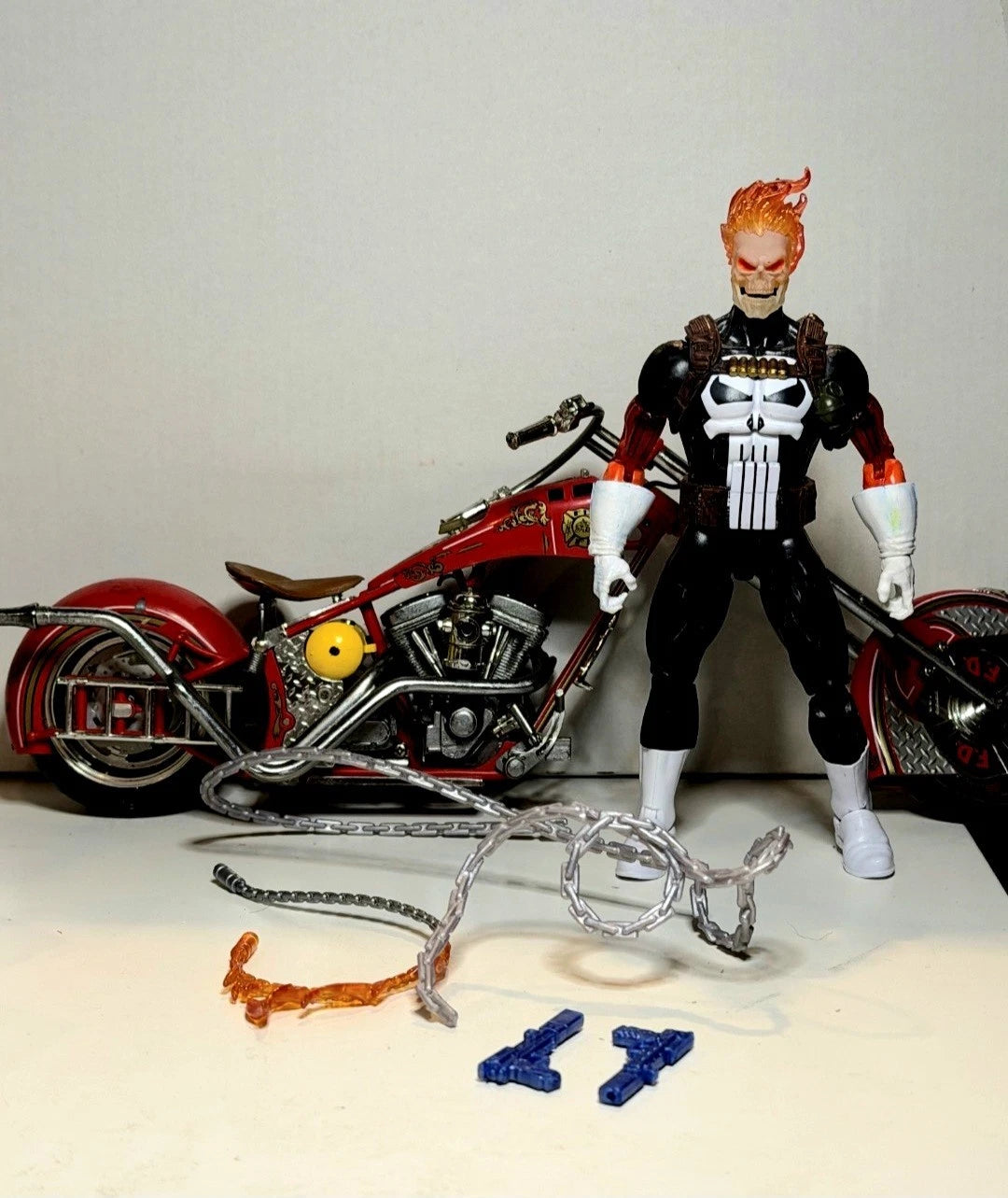 Custom Ghost Rider Punisher w/ Diecast Bike Marvel Legends Walgreens