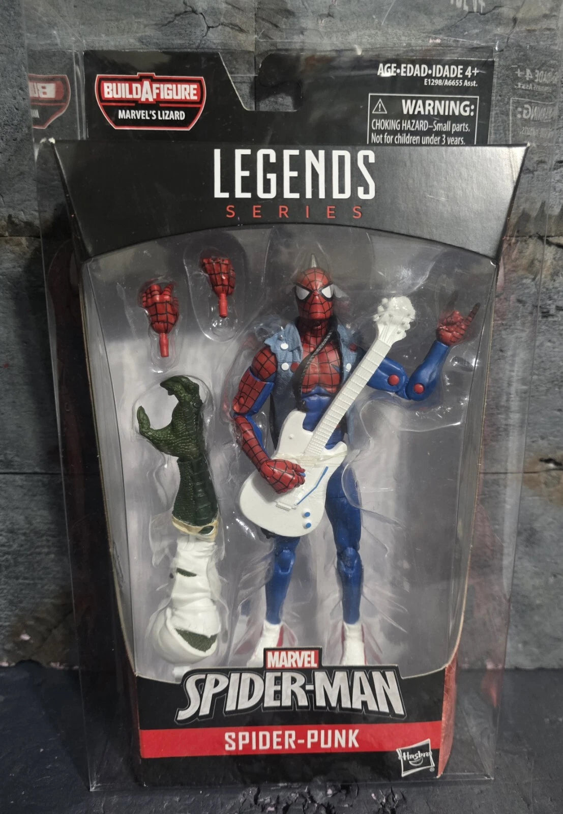 SPIDER-PUNK Lizard BAF Marvel Legends Spider-Man 6” New Sealed In Protector Case