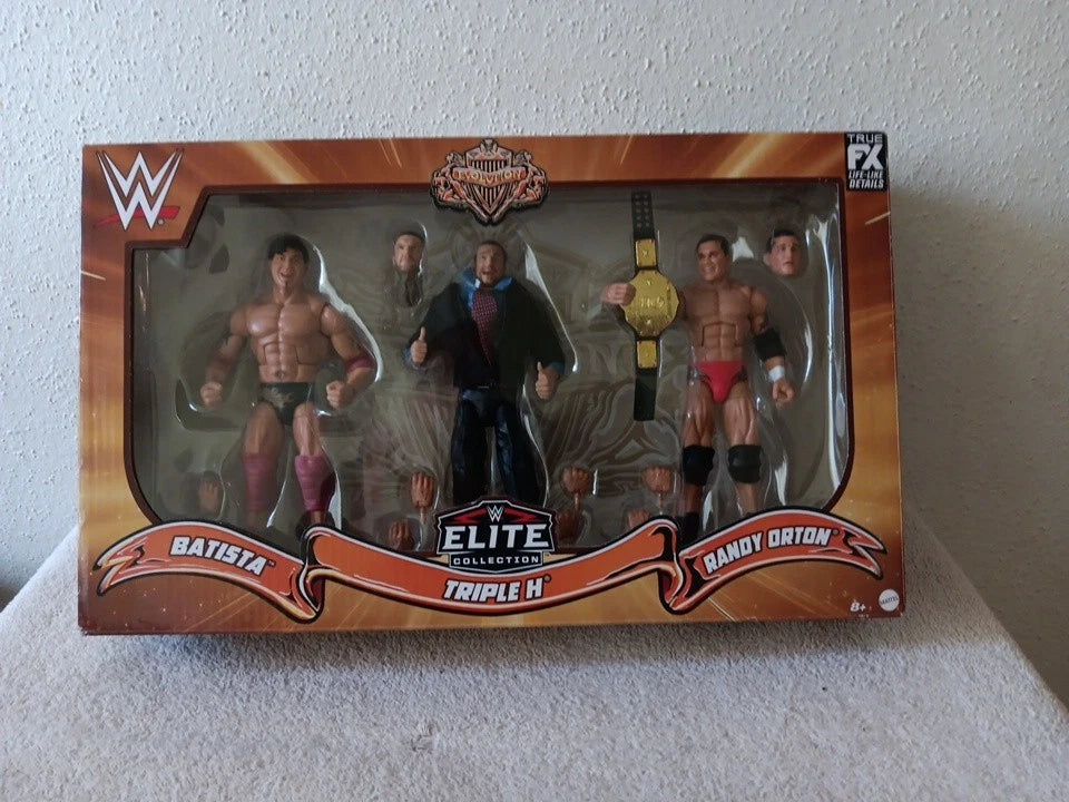 WWE Elite Collection Evolution BATISTA TRIPLE H RANDY ORTON 3 PACK Mattel